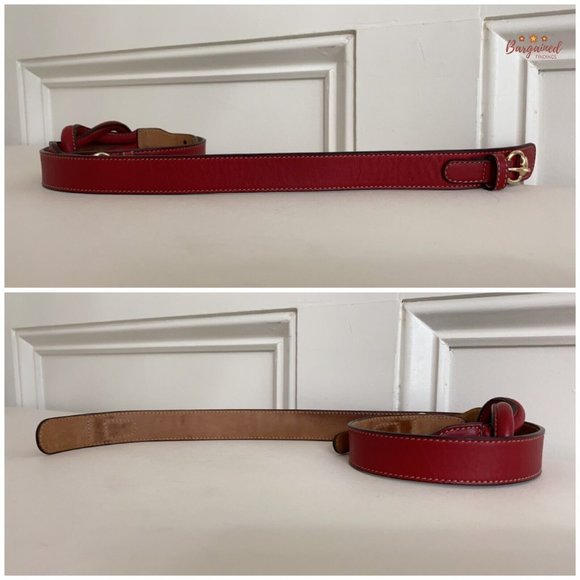 Authentic Gucci Red Leather Knot Skinny Horsebit Ring Buckle Belt Size 85/34 main image 9